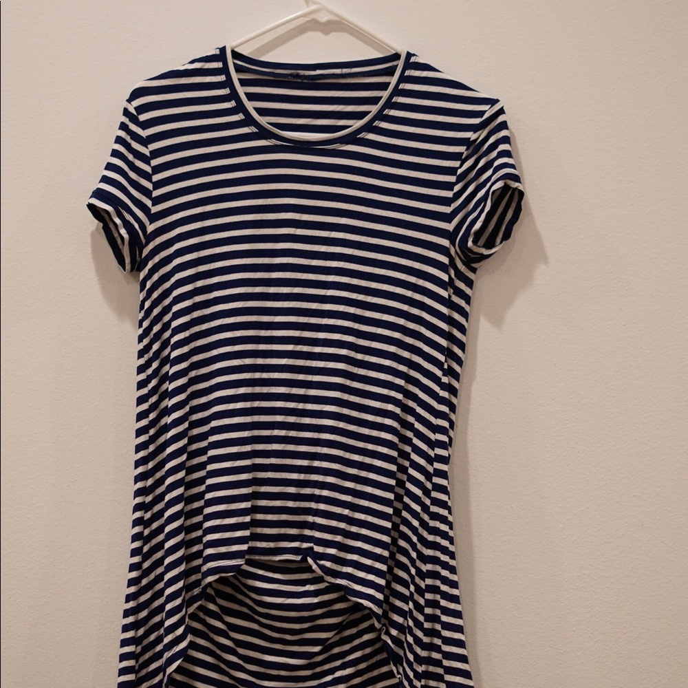 BCBG - Blue And White Top with Open Back - Small